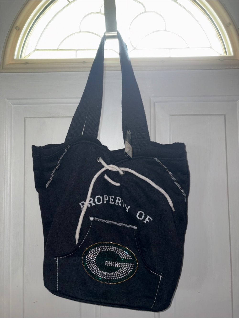 Green Bay Packers Black Tote with Rhinestone Logo